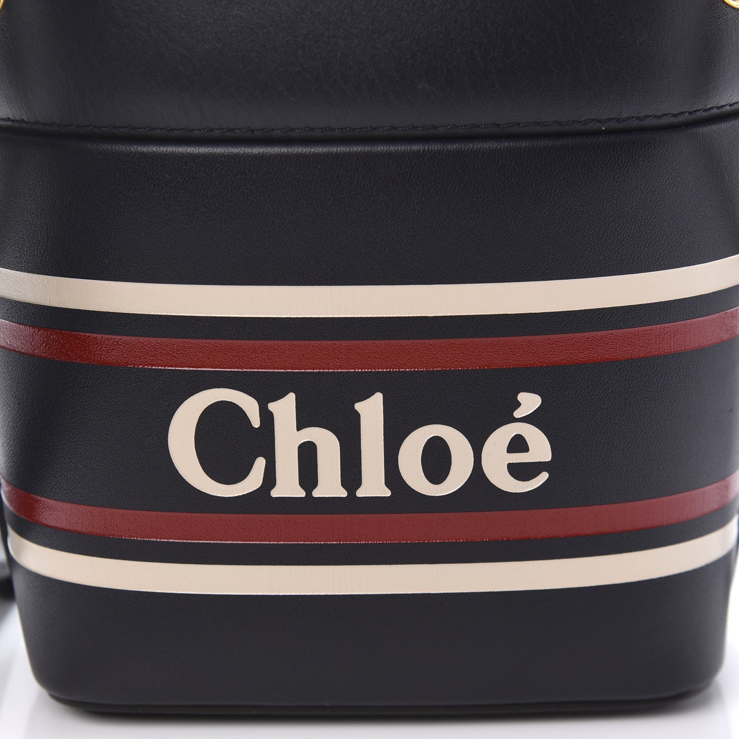 Chloe Smooth Calfskin Logo Mini Roy Bucket Bag Full Blue 8 of 9