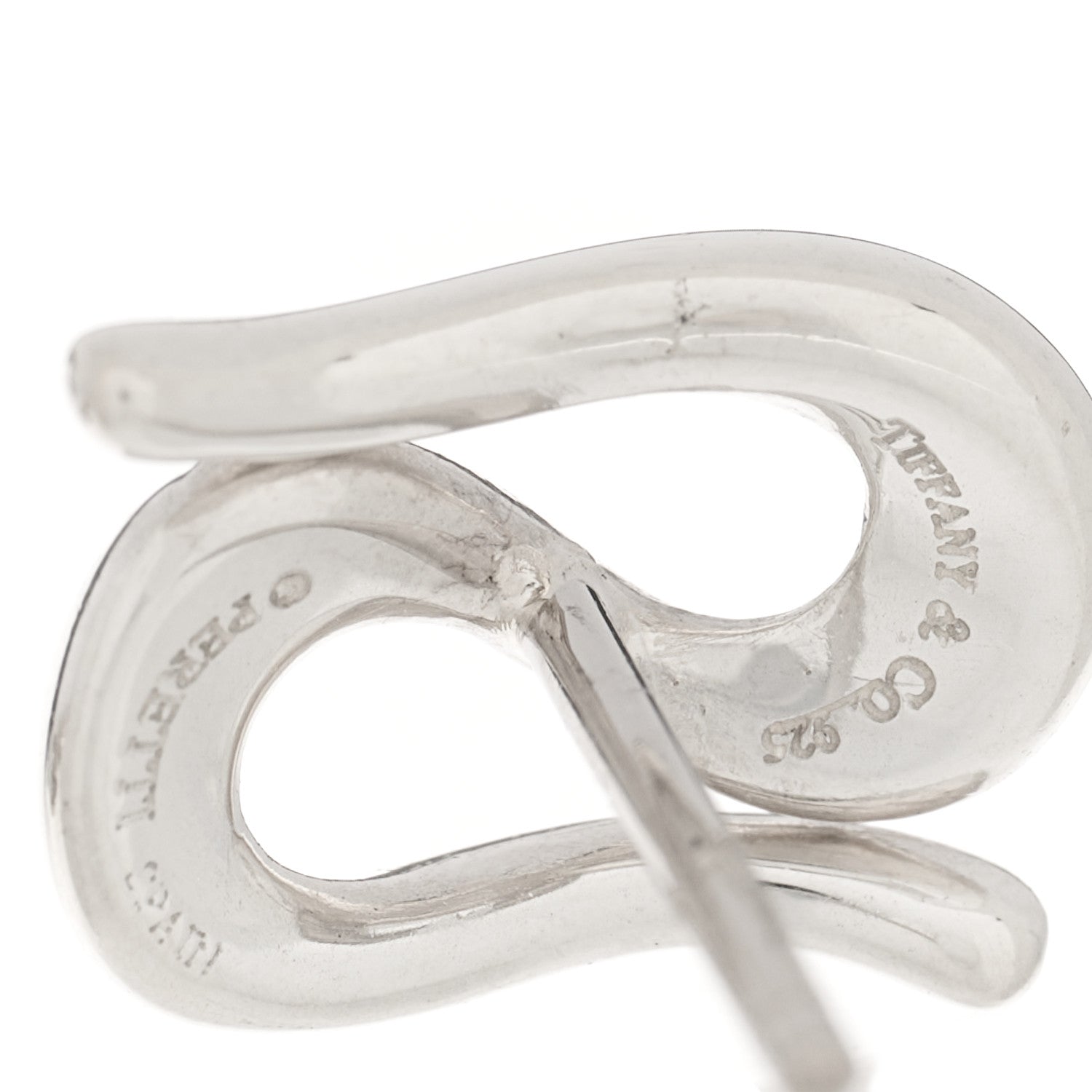 Tiffany Sterling Silver Elsa Peretti Open Wave Earrings 4 of 4