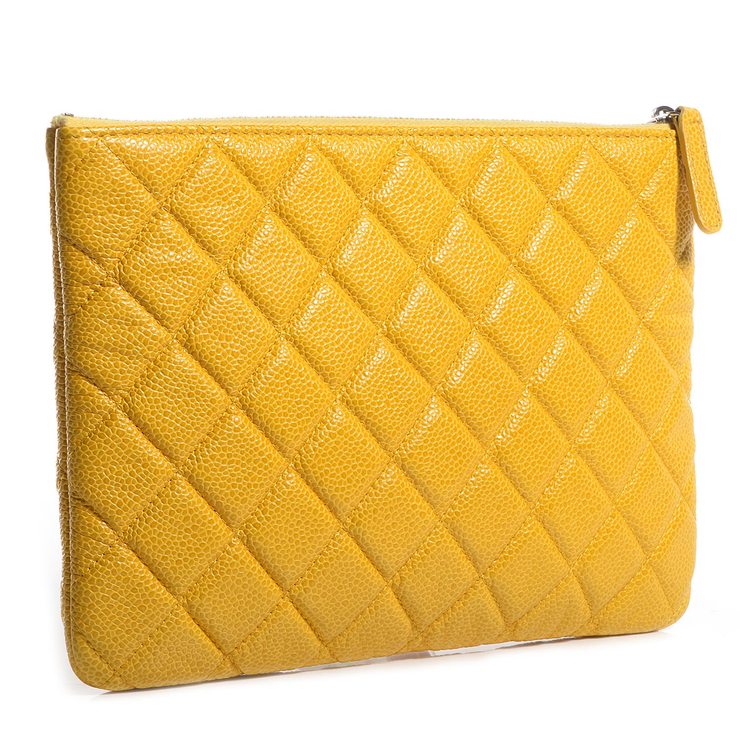Chanel Caviar Quilted Medium Cosmetic Case Yellow 3 of 6