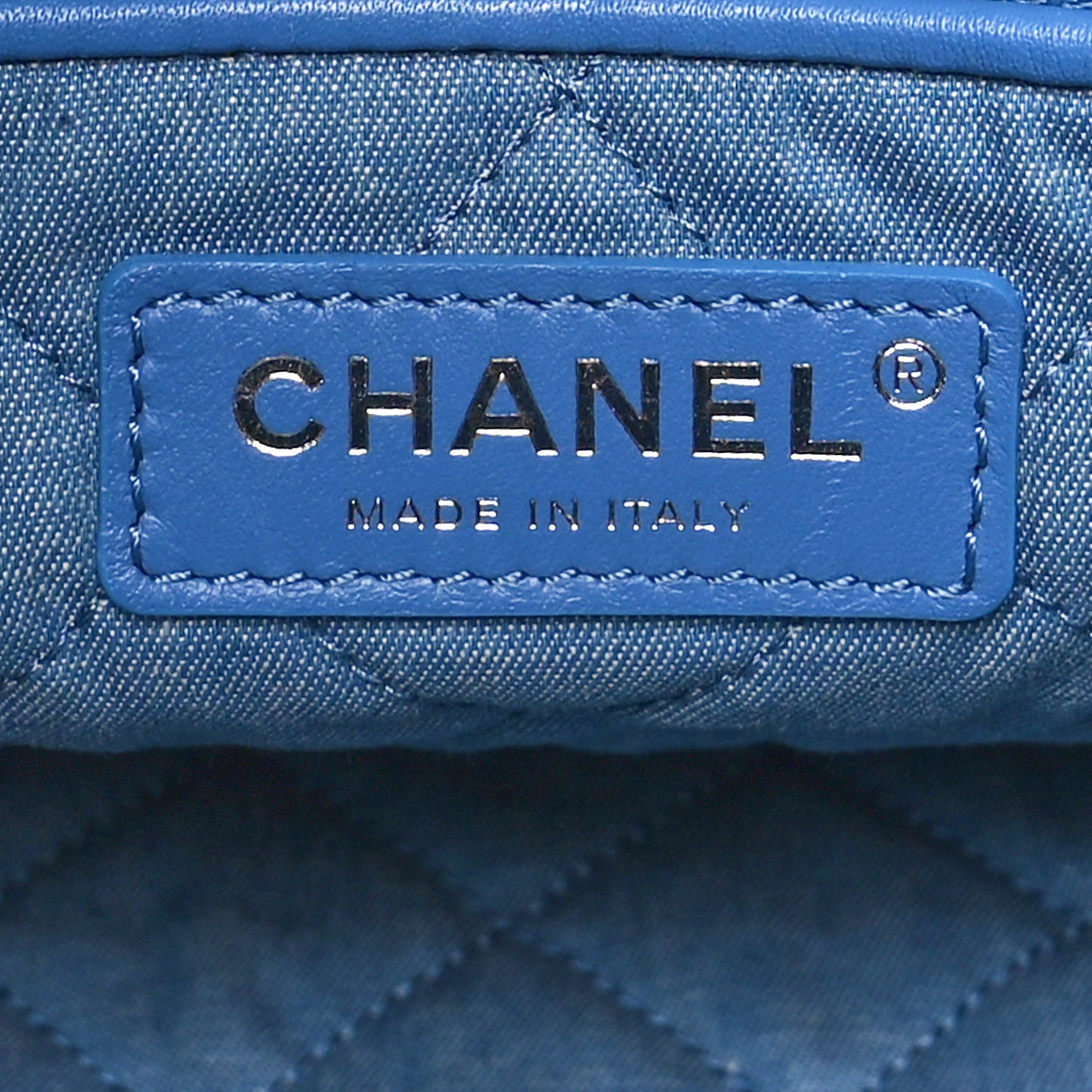 Denim Quilted Small Chanel 22 Blue