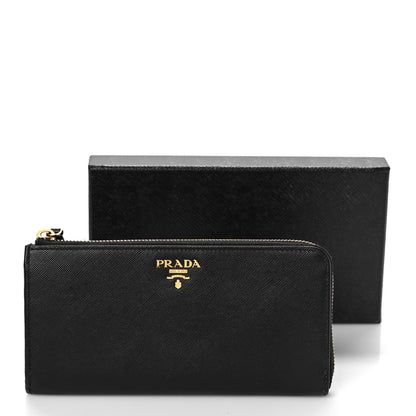 Prada Saffiano Zip Around Wallet Black 9 of 9