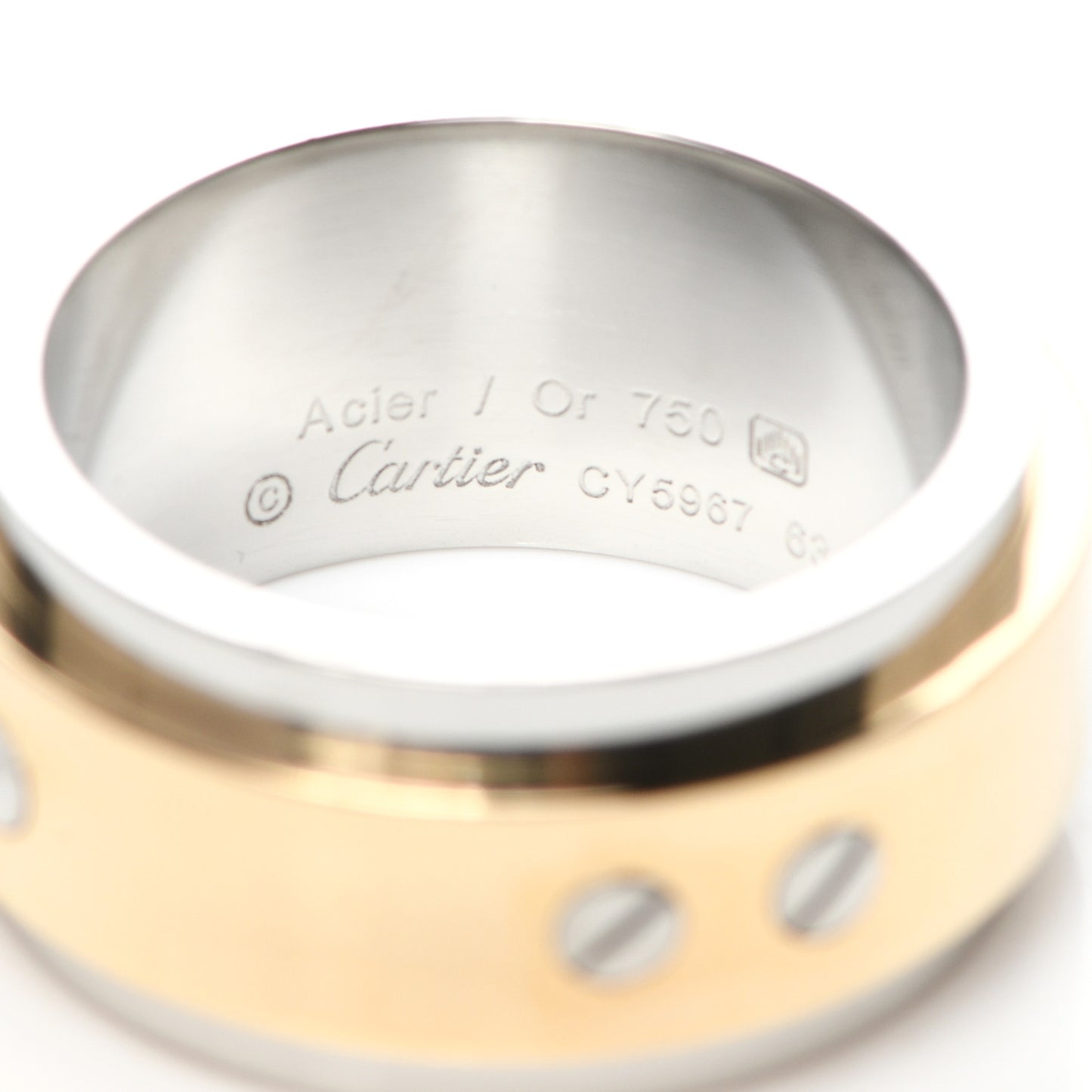 18K Yellow Gold Stainless Steel 12mm Santos Ring 63 10.5