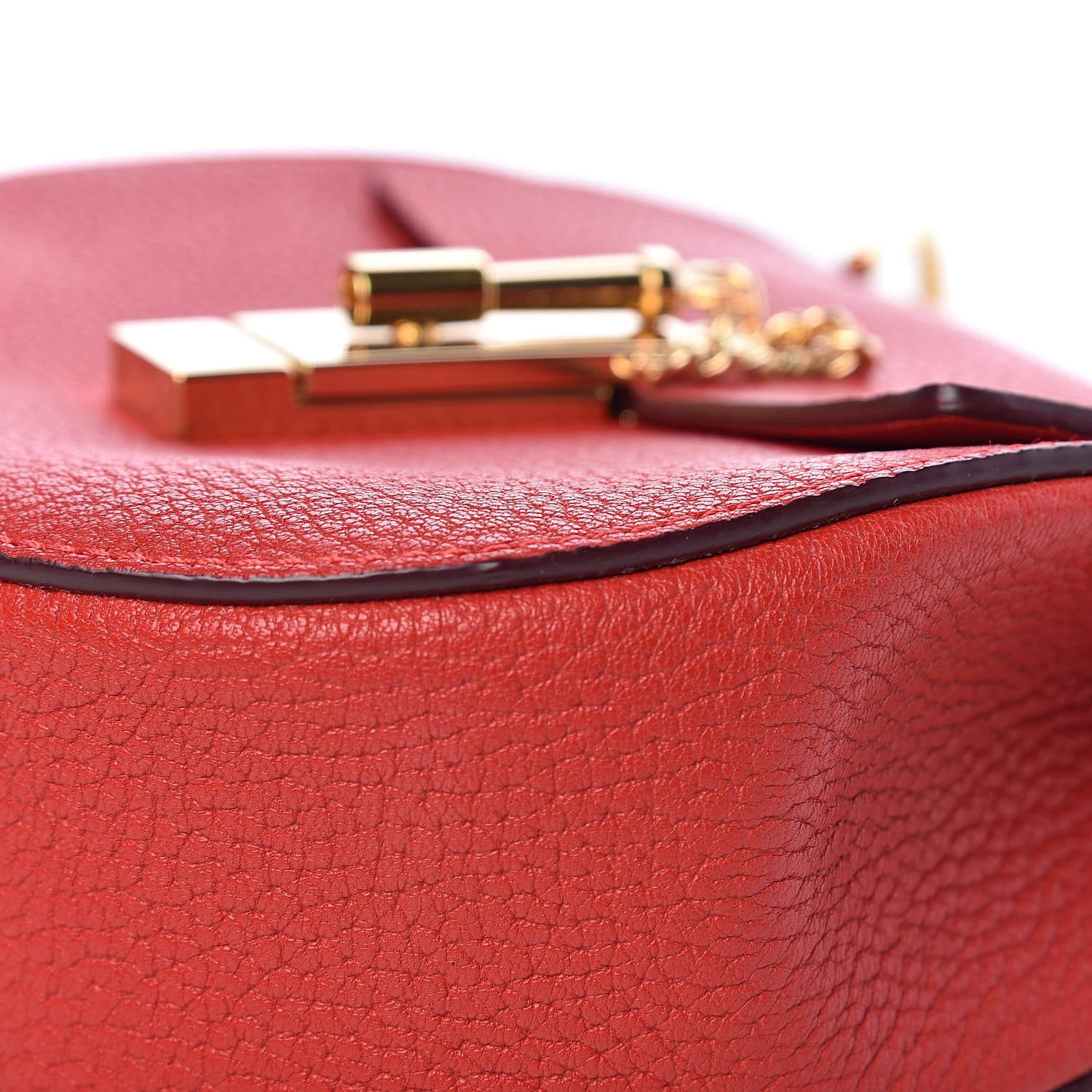 Chloe Grained Lambskin Mini Drew Shoulder Bag Plaid Red 10 of 11
