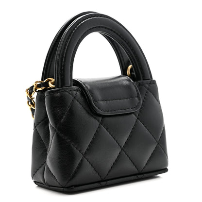 Chanel Shiny Lambskin Quilted Mini Kelly Bag Charm Black 3 of 10