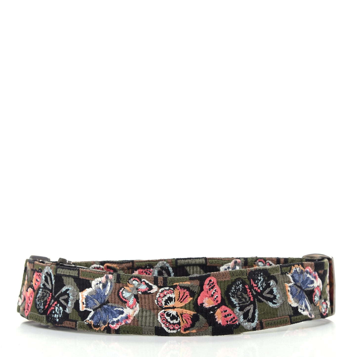 Canvas Camo Butterfly Embroidered Guitar Strap Multicolor