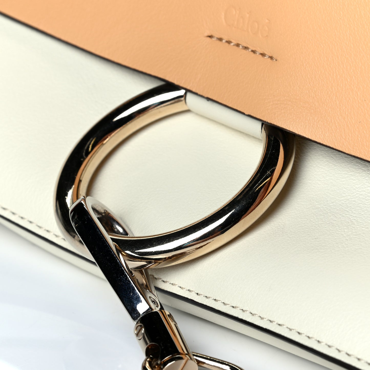 Calfskin Small Colorblock Faye Shoulder Bag Brown White