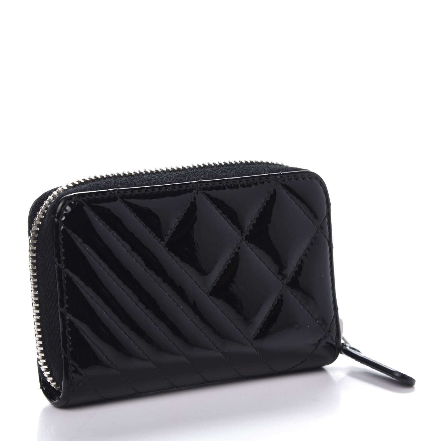 Chanel Patent Quilted Coco Boy Zip Coin Purse Black 3 of 10