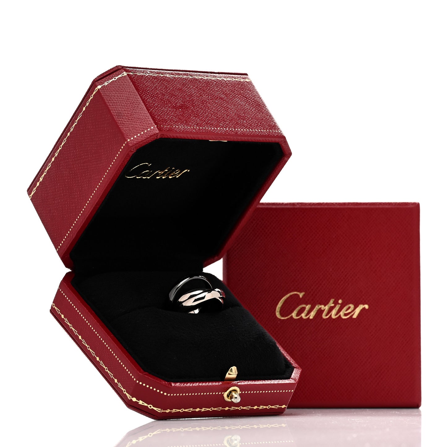18K White Gold Black Ceramic Trinity Ring 51 5.75