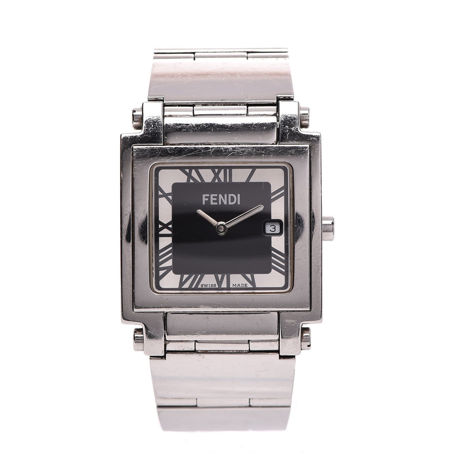 Fendi Stainless Steel 30mm Quadro Quartz Watch Black 1 of 8