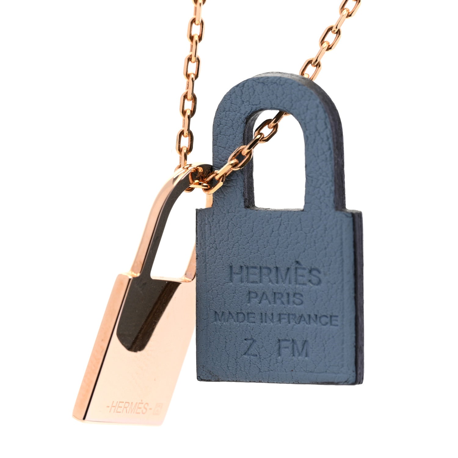 Hermes Swift Small O'Kelly Pendant Necklace Bleu Lin 6 of 8
