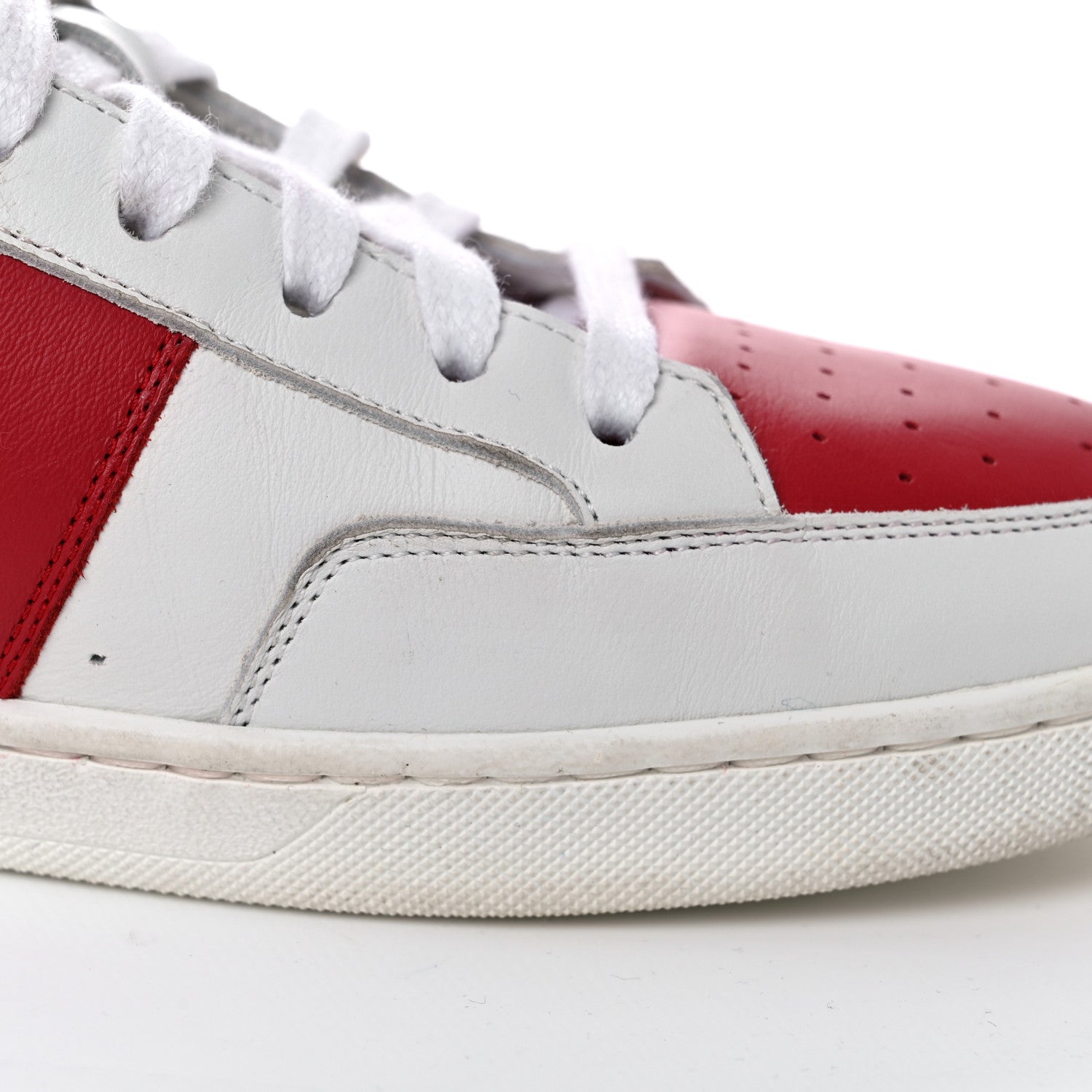 Saint Laurent Calfskin Court Classic SL/10H High Top Sneakers 43 White Red 22 of 25