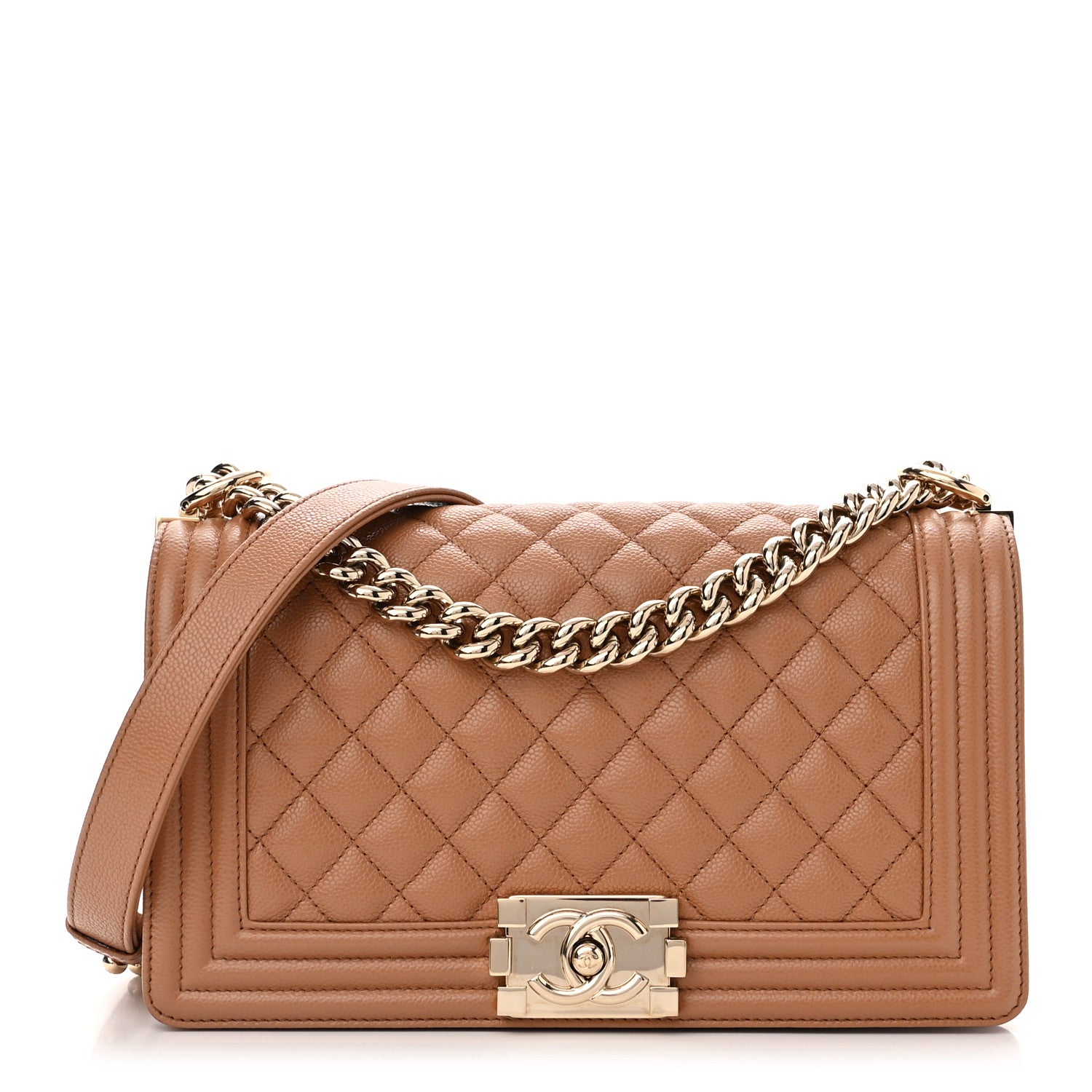 Chanel Caviar Quilted Medium Boy Flap Light Brown 1 of 11