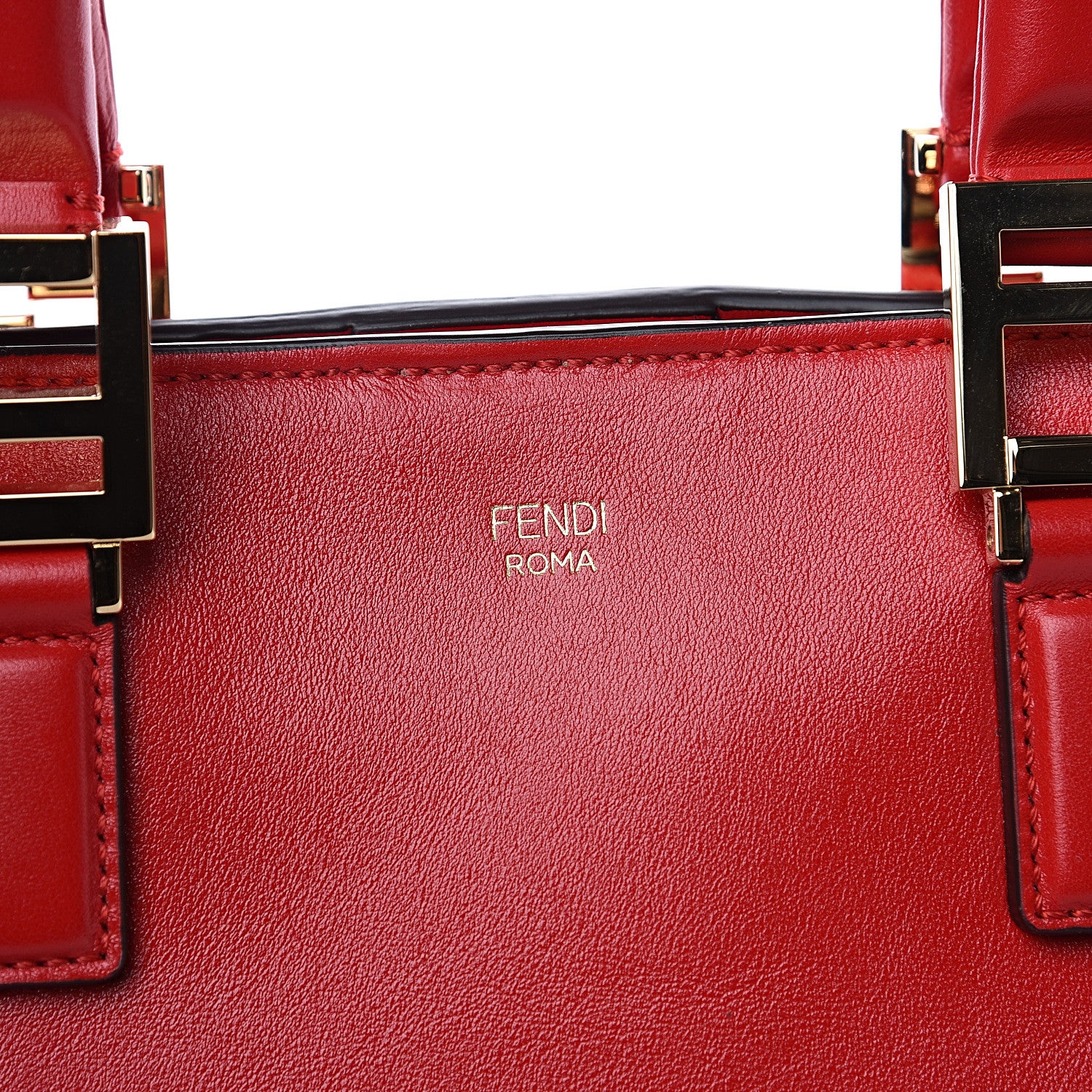 Fendi Vitello Glacier Medium FF Tote Rosso Cardinale 9 of 9