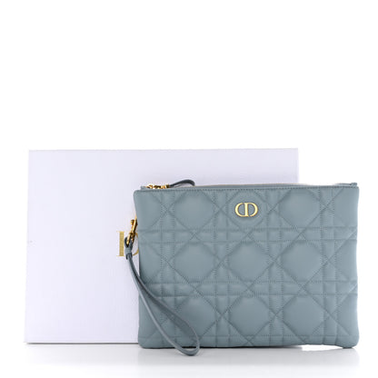 Christian Dior Calfskin Macrocannage Large Caro Daily Pouch Blue 9 of 9