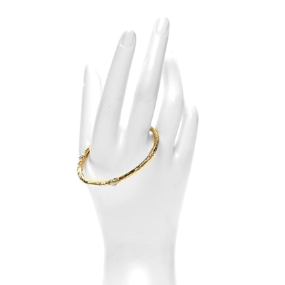 Gucci 18K Yellow Gold Turquoise Ouroboros Snake Bangle Bracelet 2 of 4