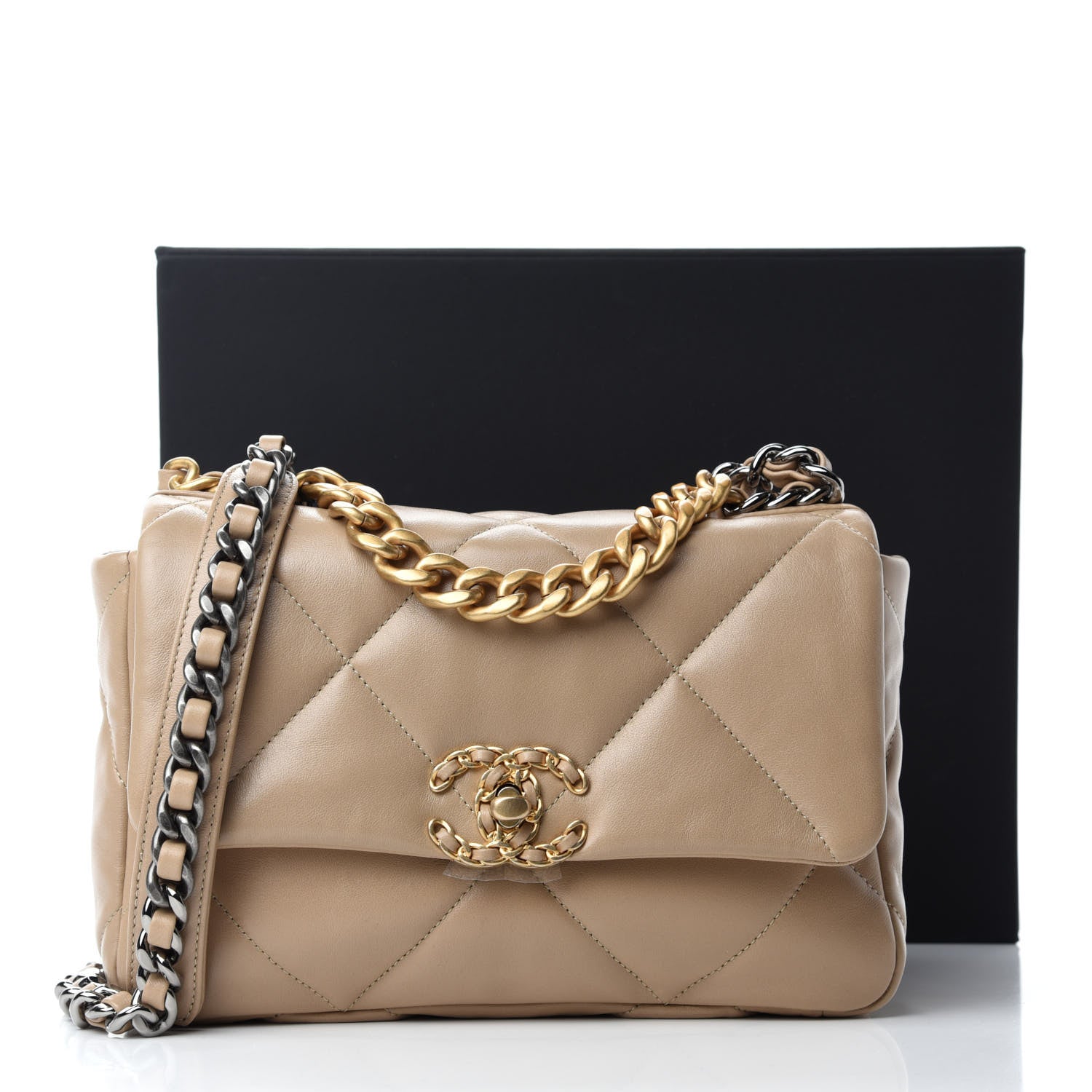 Chanel Lambskin Quilted Medium Chanel 19 Flap Dark Beige 11 of 11