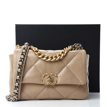 Chanel Lambskin Quilted Medium Chanel 19 Flap Dark Beige 11 of 11