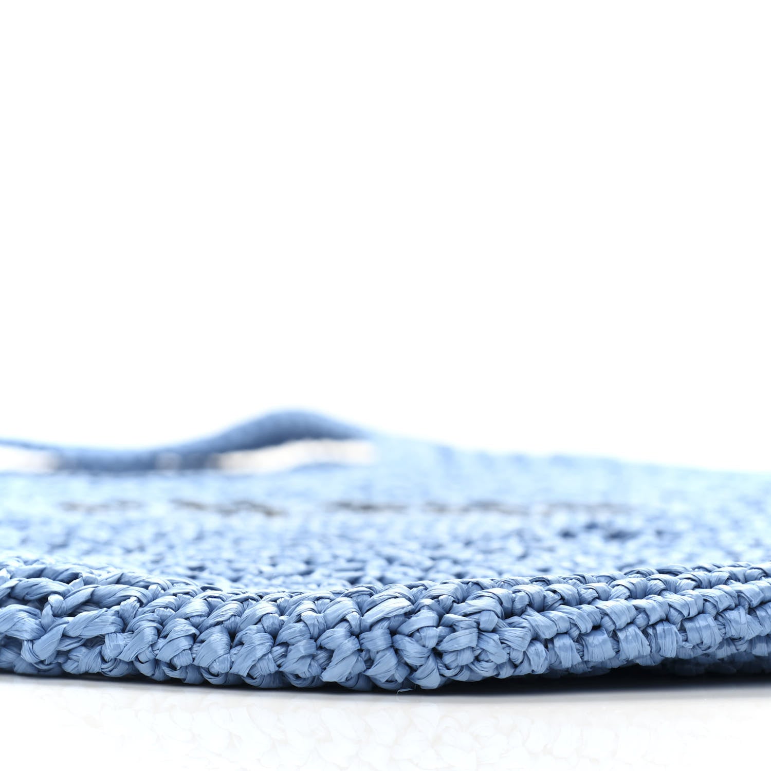 Prada Yarn Raffia Effect Crochet Logo Embroidered Shopping Tote Bag Celeste 8 of 10