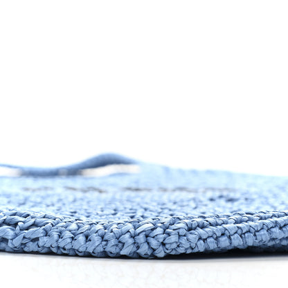 Prada Yarn Raffia Effect Crochet Logo Embroidered Shopping Tote Bag Celeste 8 of 10