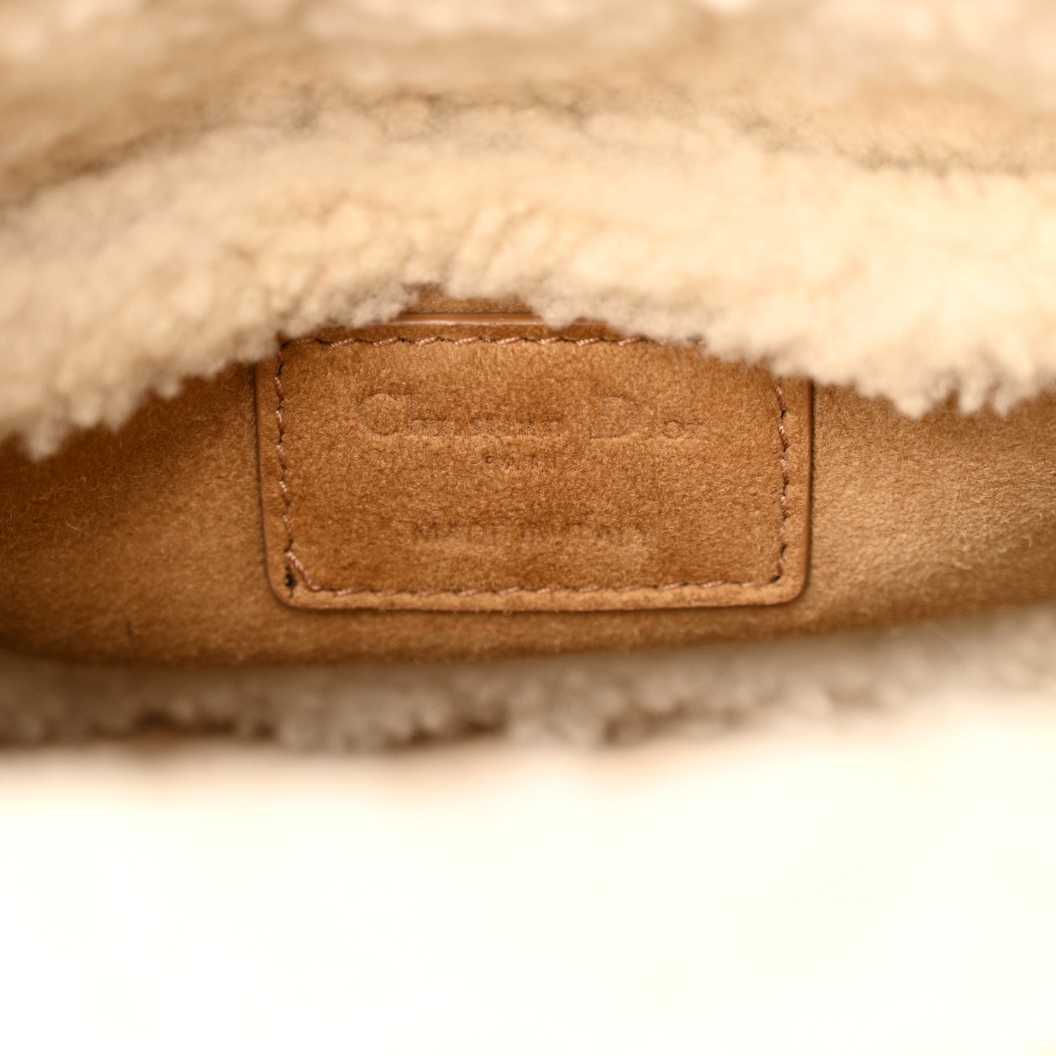 Christian Dior Suede Shearling Cannage Mini Lady Dior Camel 6 of 10