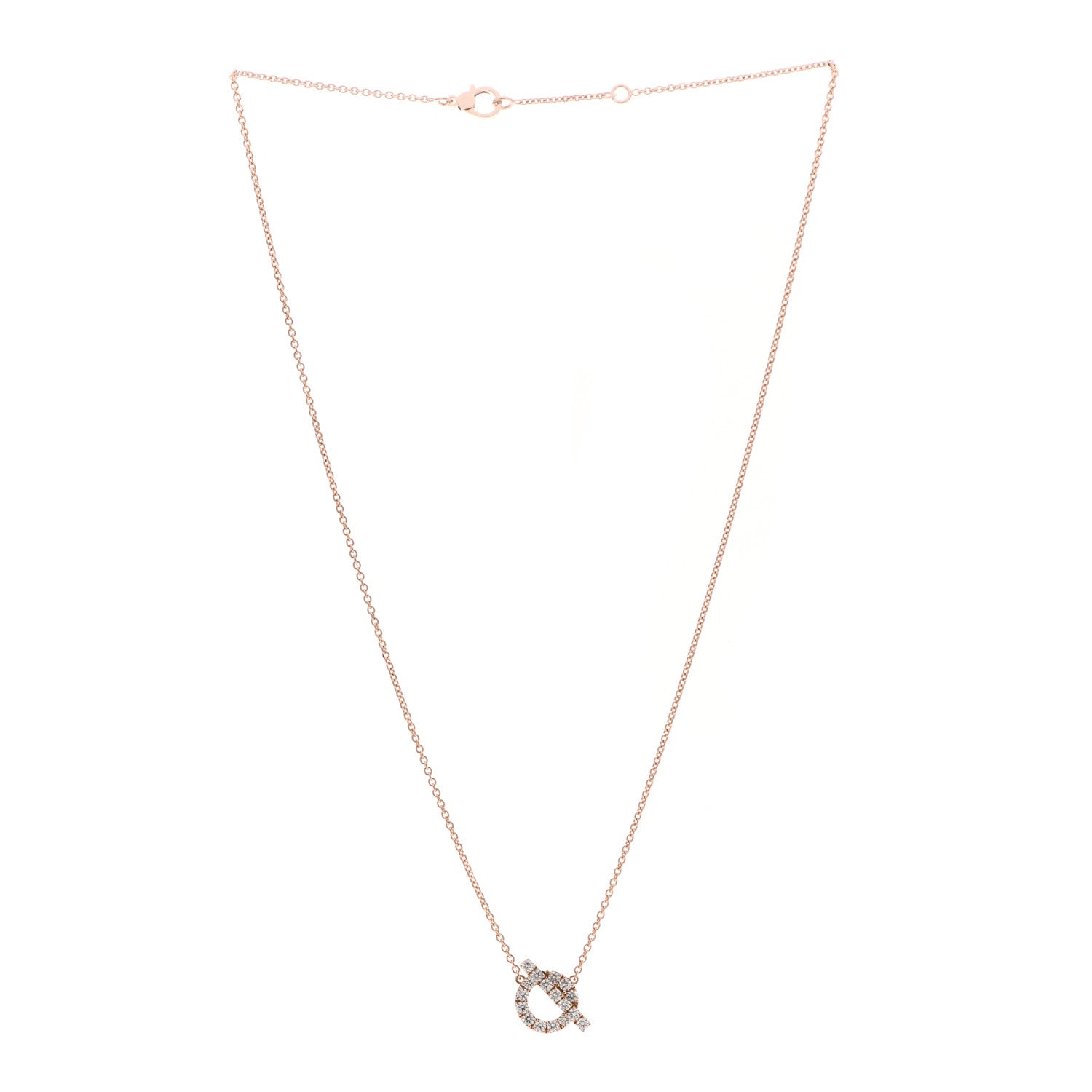Hermes 18K Rose Gold Diamond Finesse Pendant Necklace 3 of 5