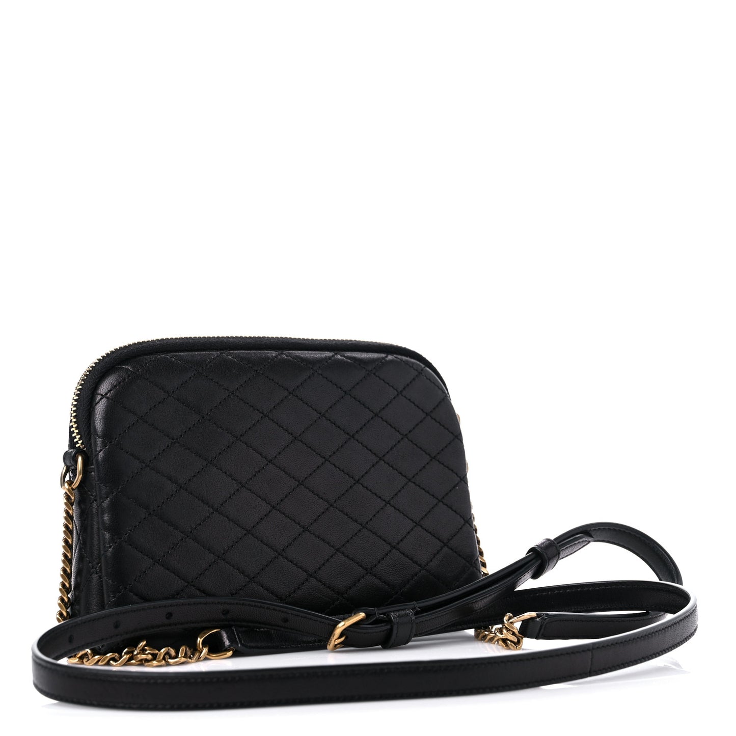 Lambskin Quilted Gaby Zipped Pouch Black