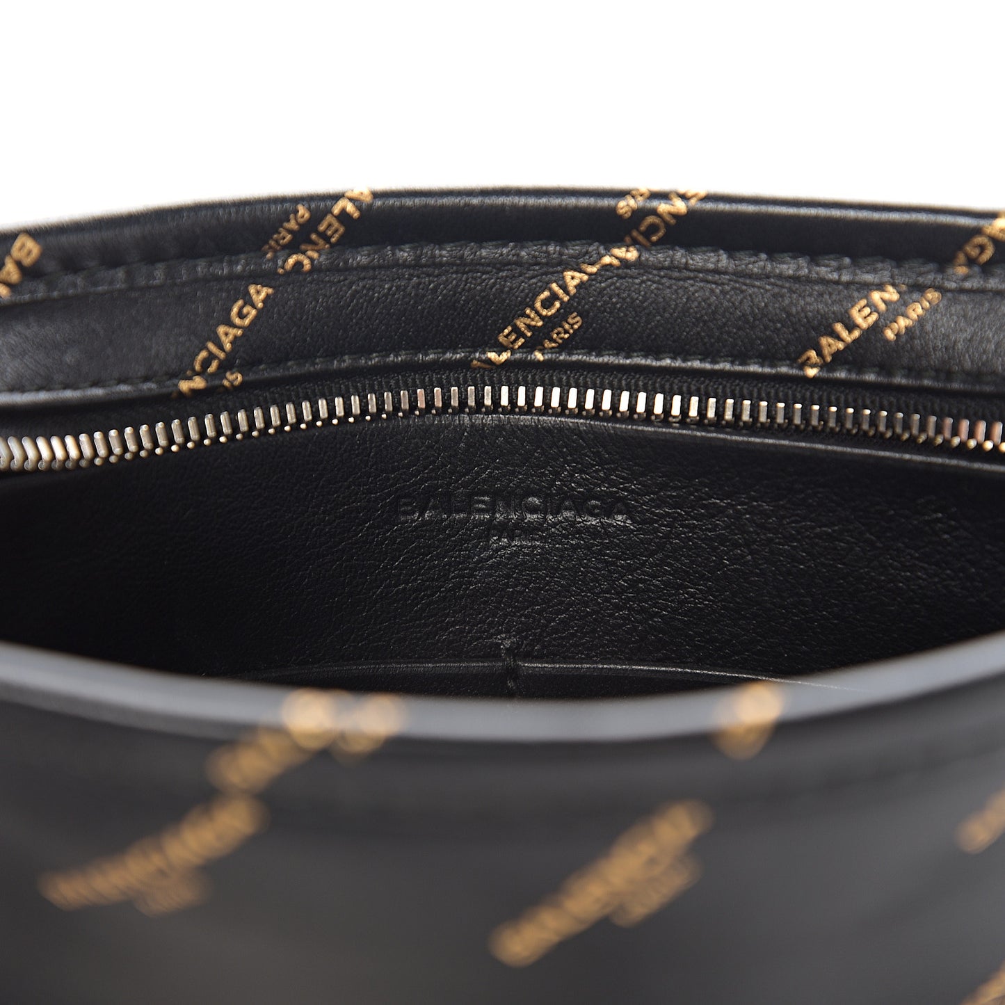 Calfskin Allover Logo Bazar Pochette Crossbody Black Gold