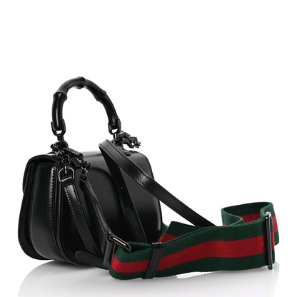 Gucci Boarded Dyana Lux Calfskin Web Monochrome Mini Bamboo 1947 Top Handle Bag Black 2 of 11