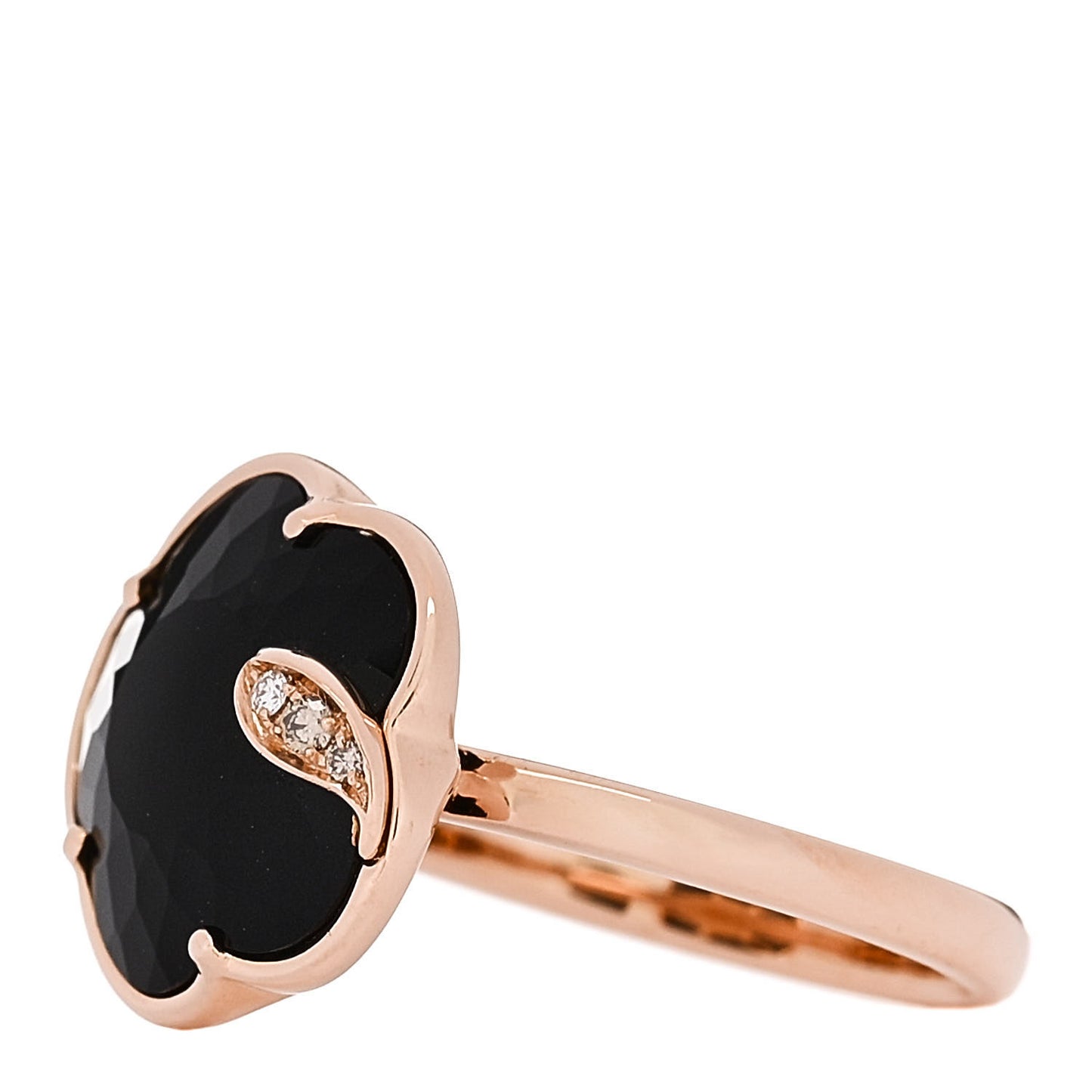 18K Rose Gold Diamond Black Onyx Petit Joli Ring 53 6.25