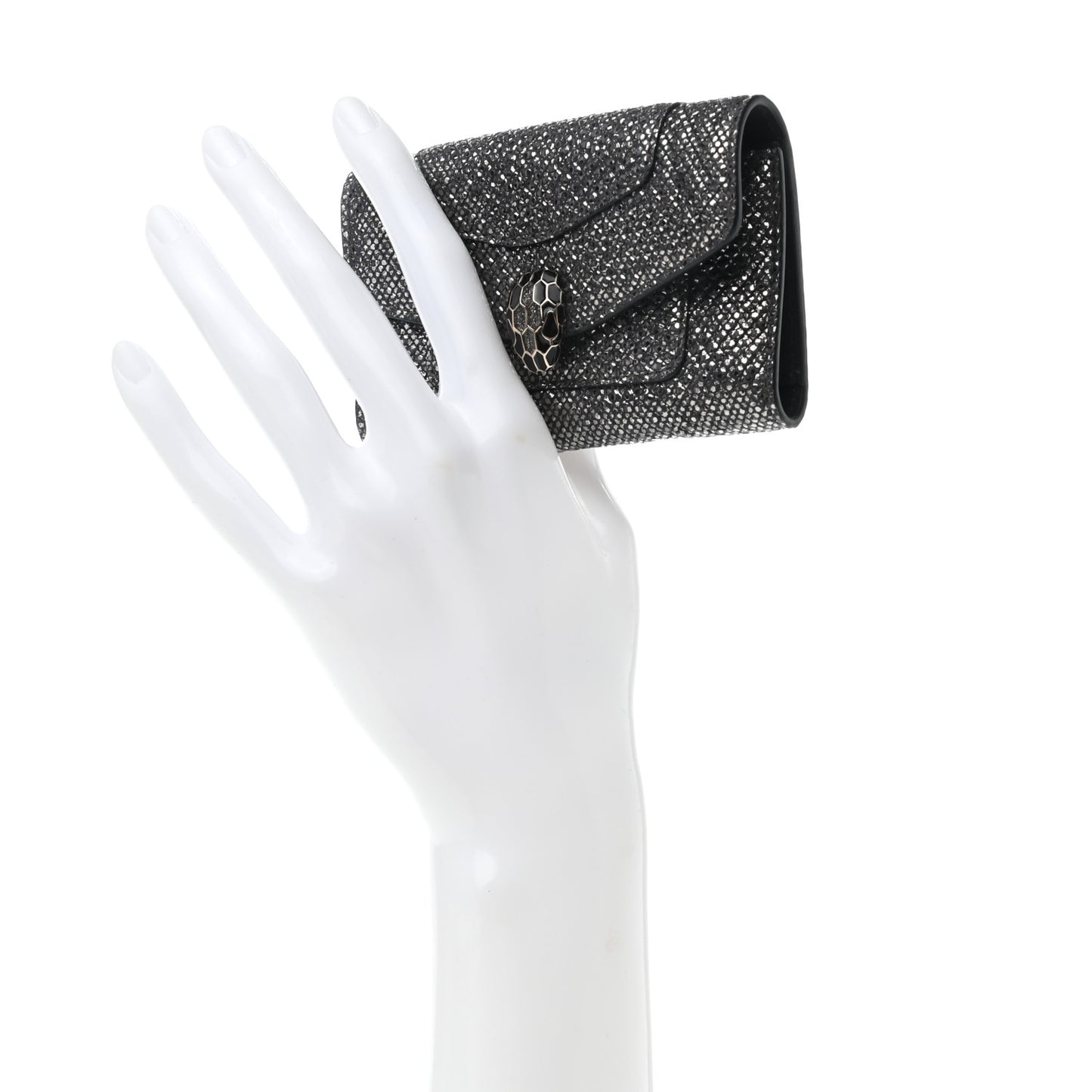 Karung Calfskin Serpenti Forever Key Holder Wallet Charcoal