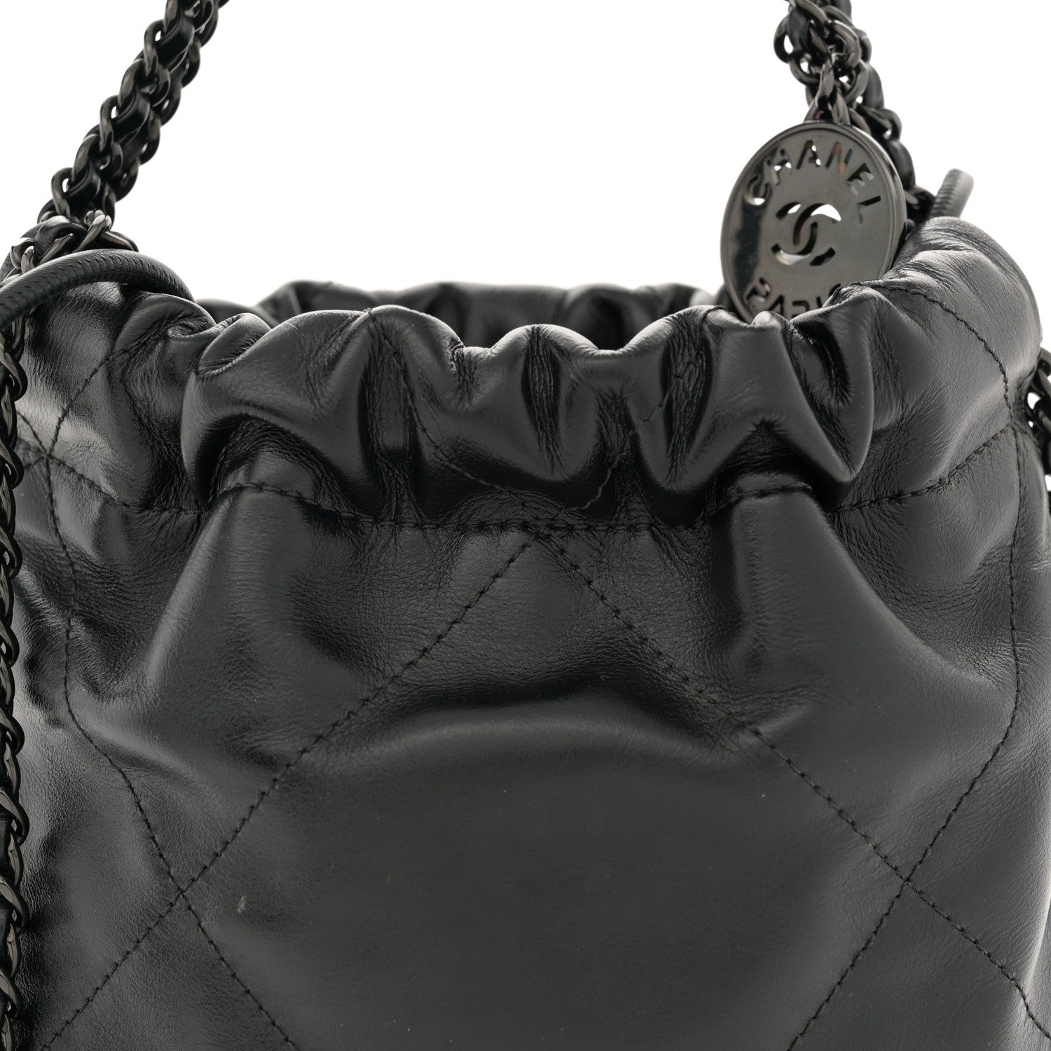 Chanel Shiny Calfskin Quilted Mini Chanel 22 So Black 8 of 12