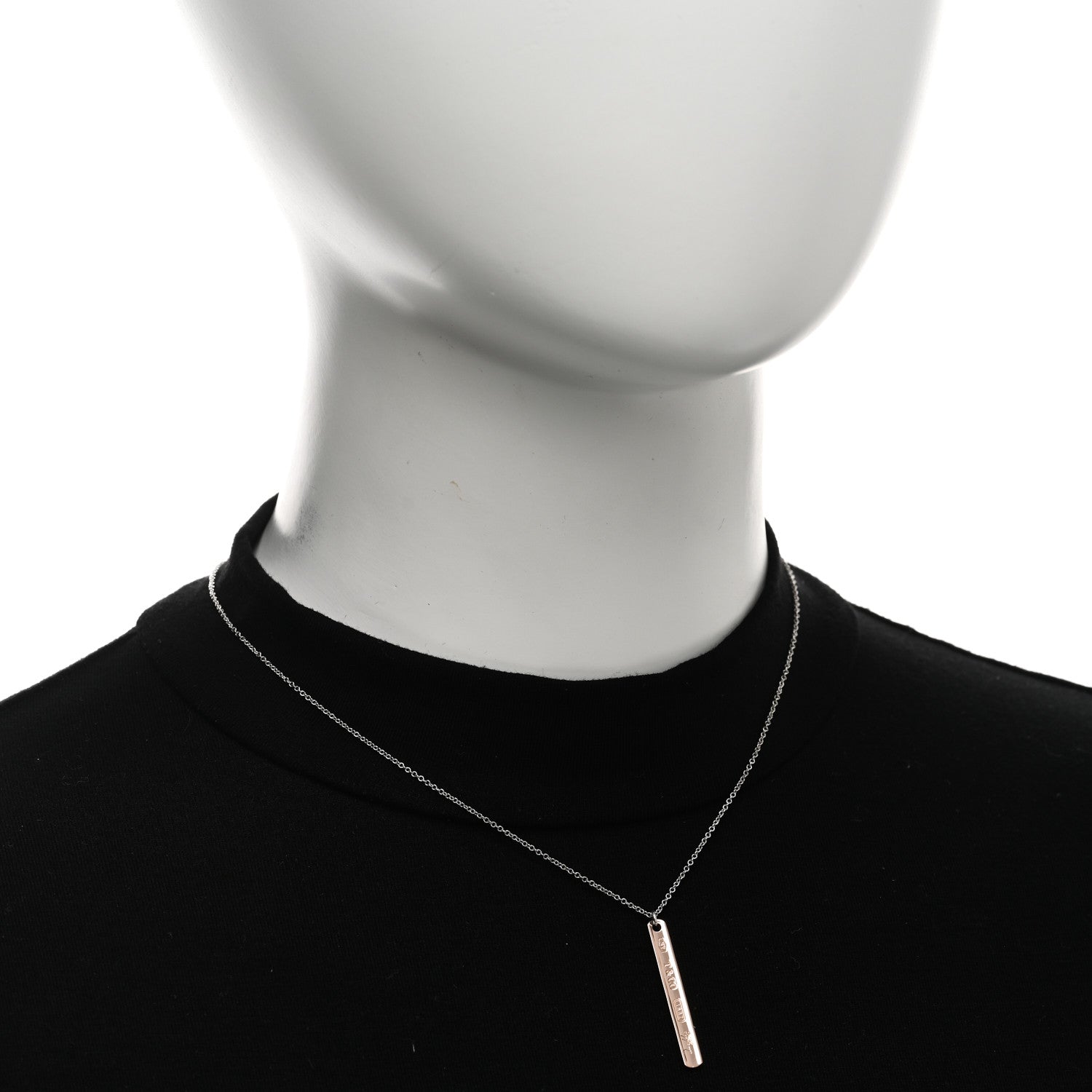 Tiffany Sterling Silver Rubedo 1837 Bar Pendant Necklace 2 of 4