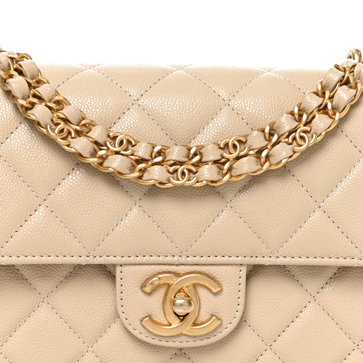 Caviar Quilted Small Coco First Flap Beige