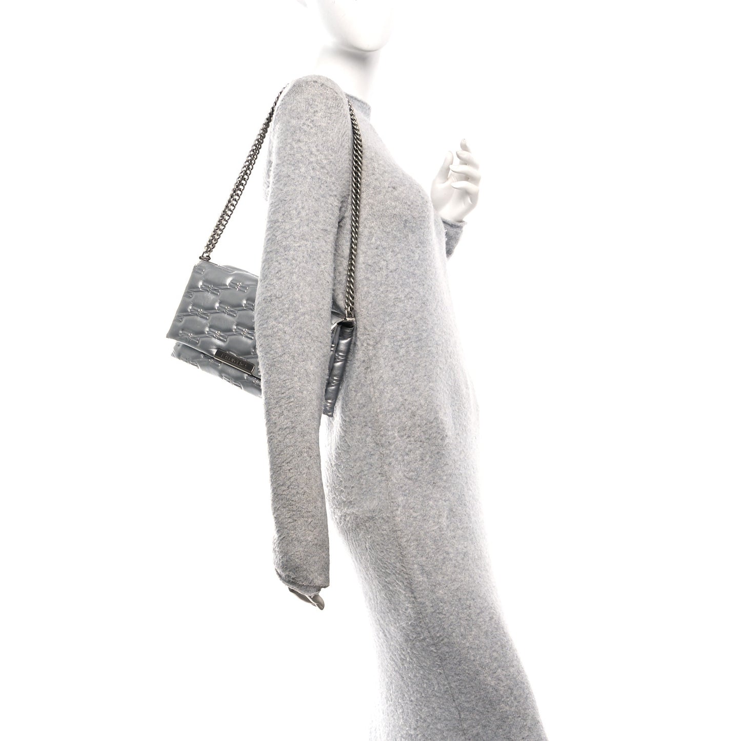 Nappa Allover License BB Monogram Embossed Medium Triplet Bag Silver