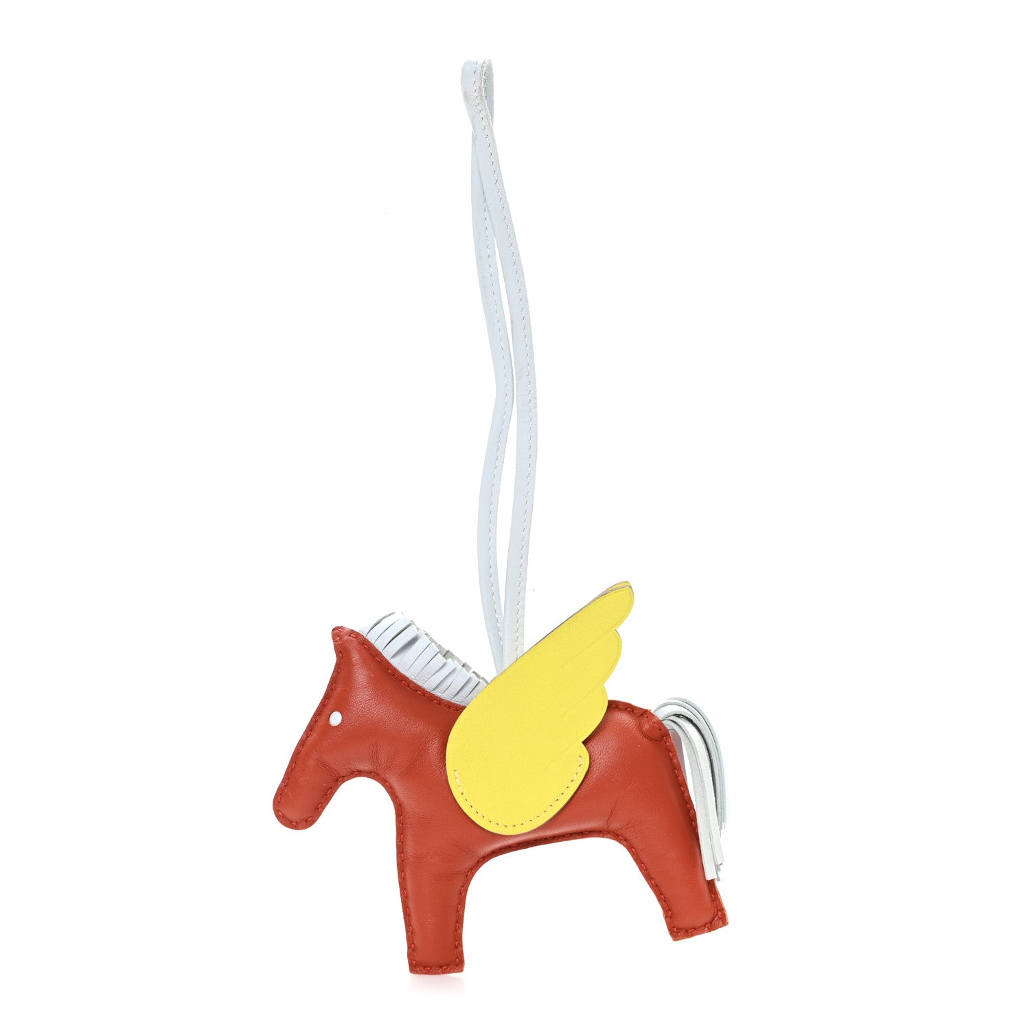 Hermes Milo Lambskin Grigri Rodeo Pegase Horse Bag Charm MM Cornaline 1 of 5