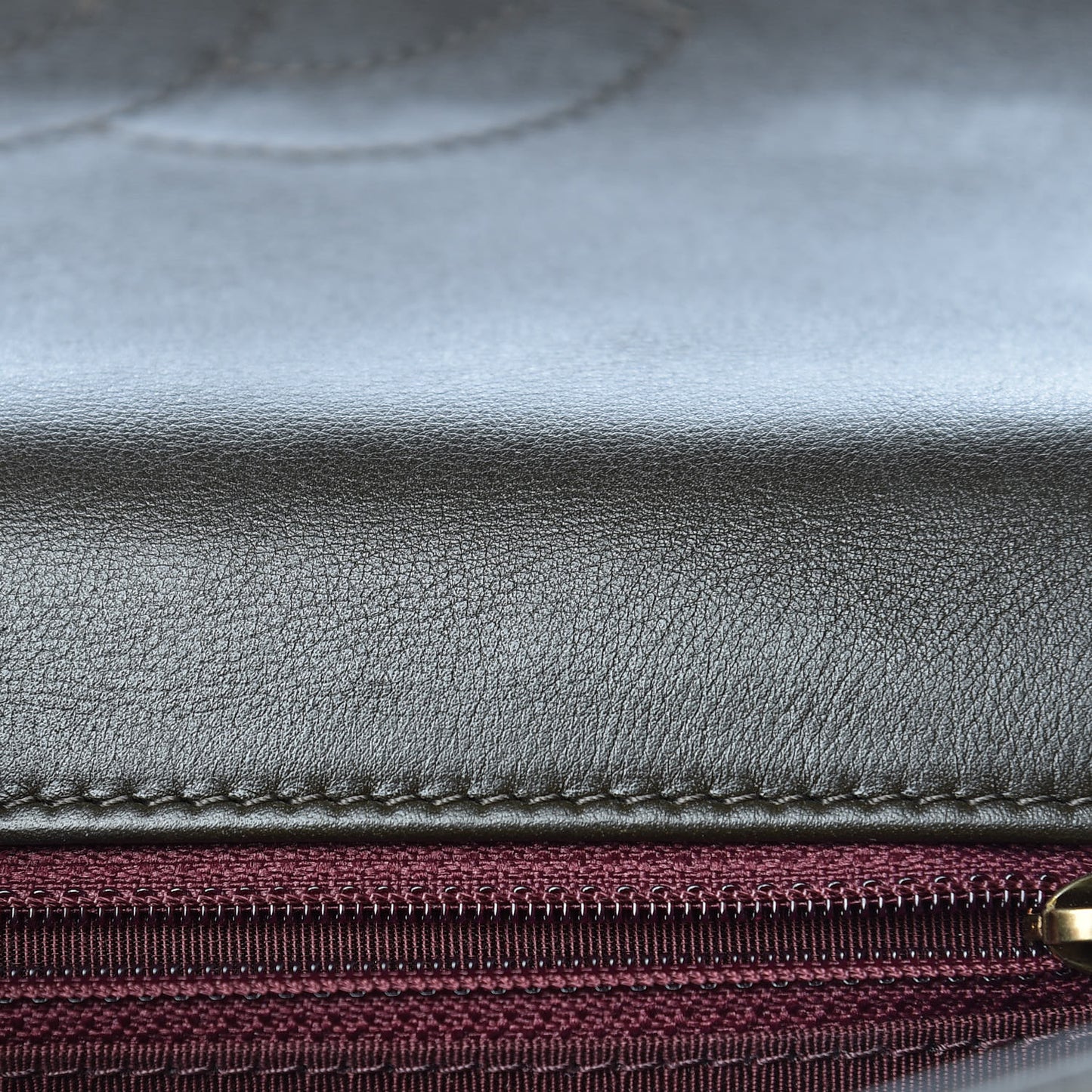 Calfskin Quilted Medium Gold Bar Top Handle Flap Dark Khaki
