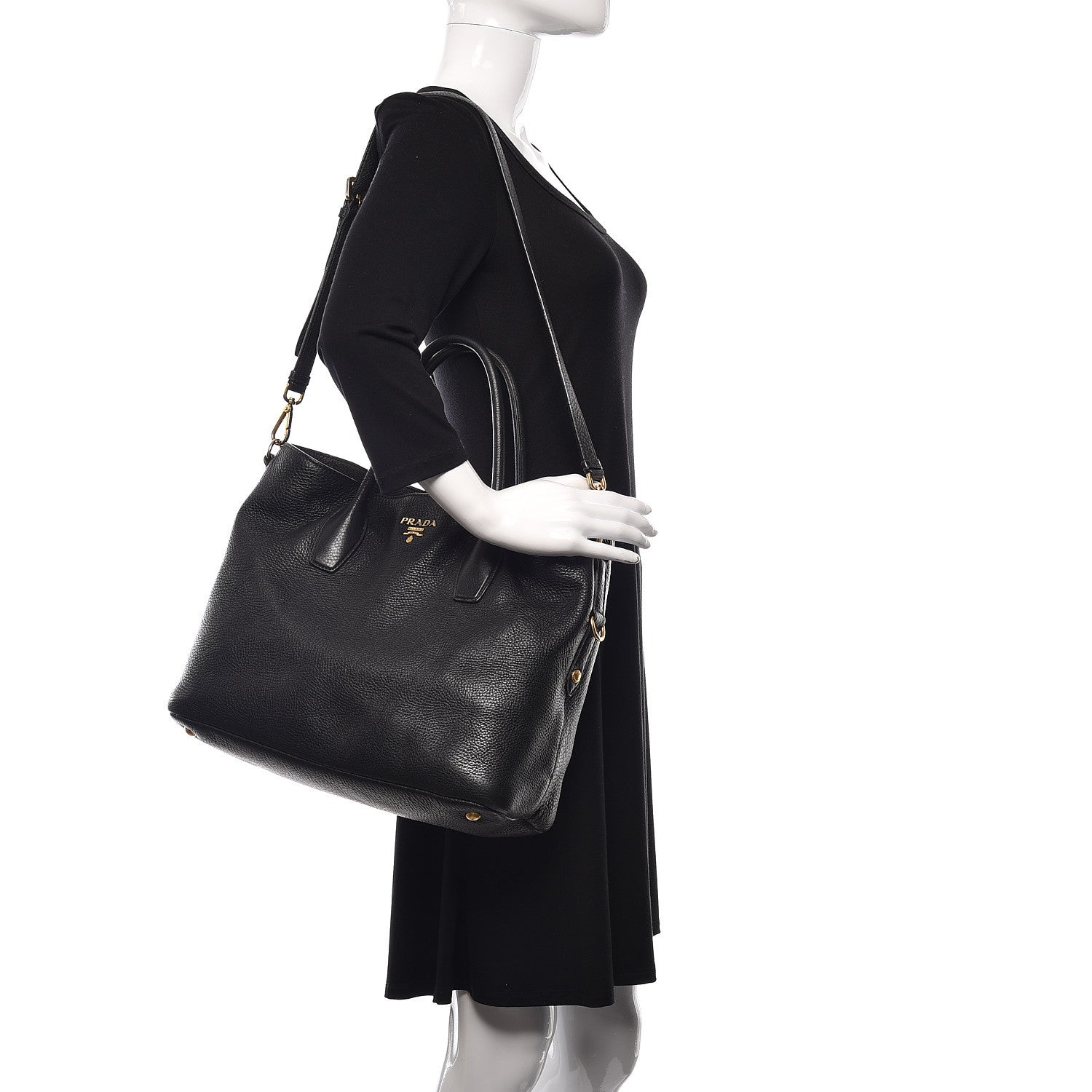 Prada Vitello Daino Tote Black 3 of 24
