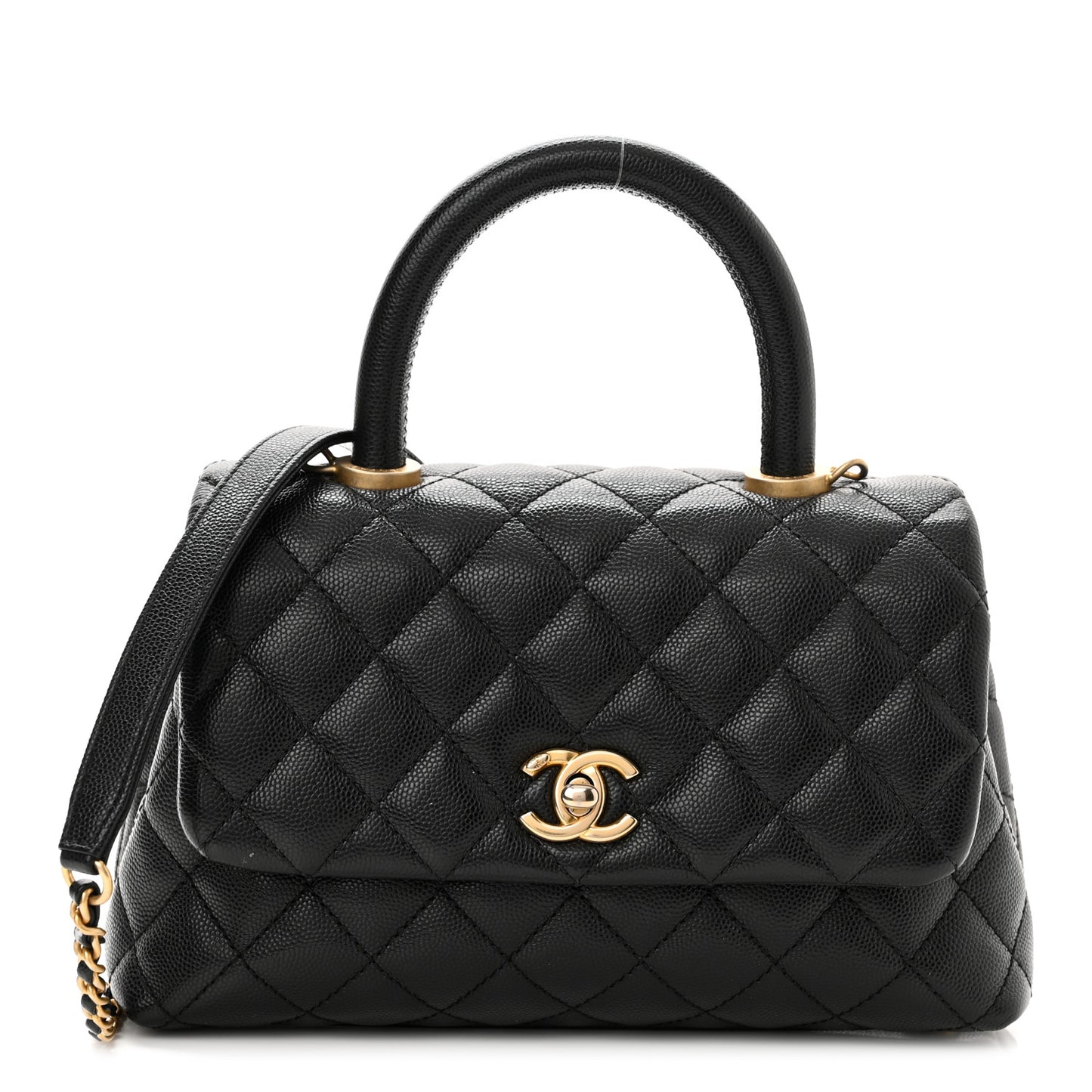 Caviar Quilted Mini Coco Handle Flap Black