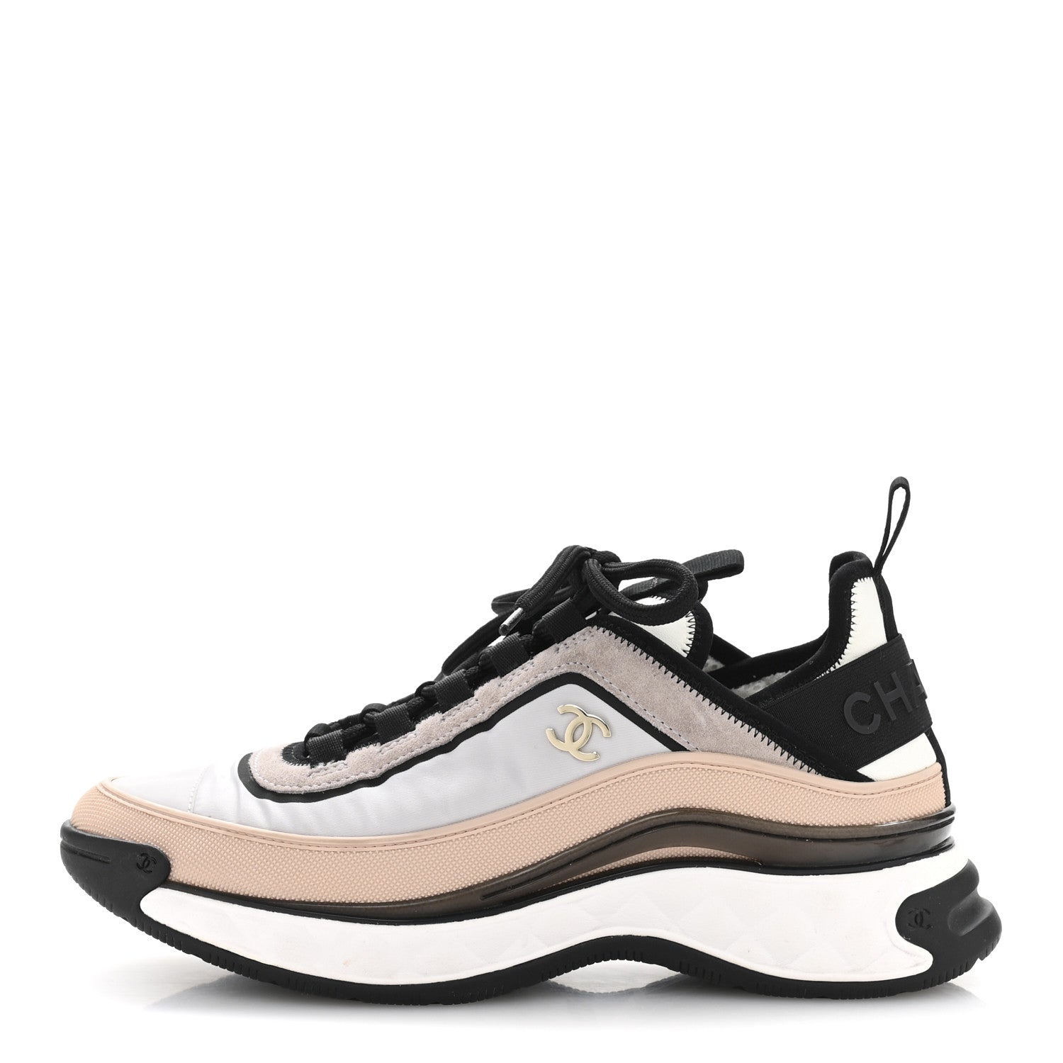 Chanel Suede Calfskin Mixed Fibers CC Sneakers 39 Pink Grey 1 of 10