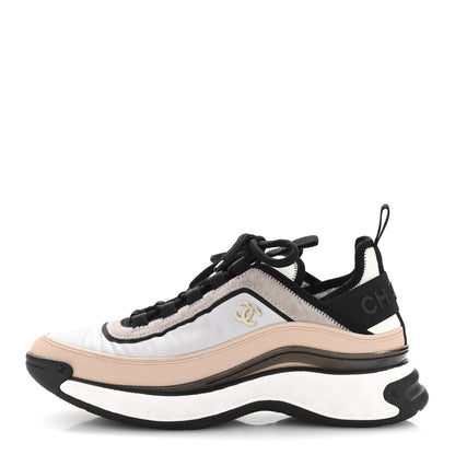 Chanel Suede Calfskin Mixed Fibers CC Sneakers 39 Pink Grey 1 of 10