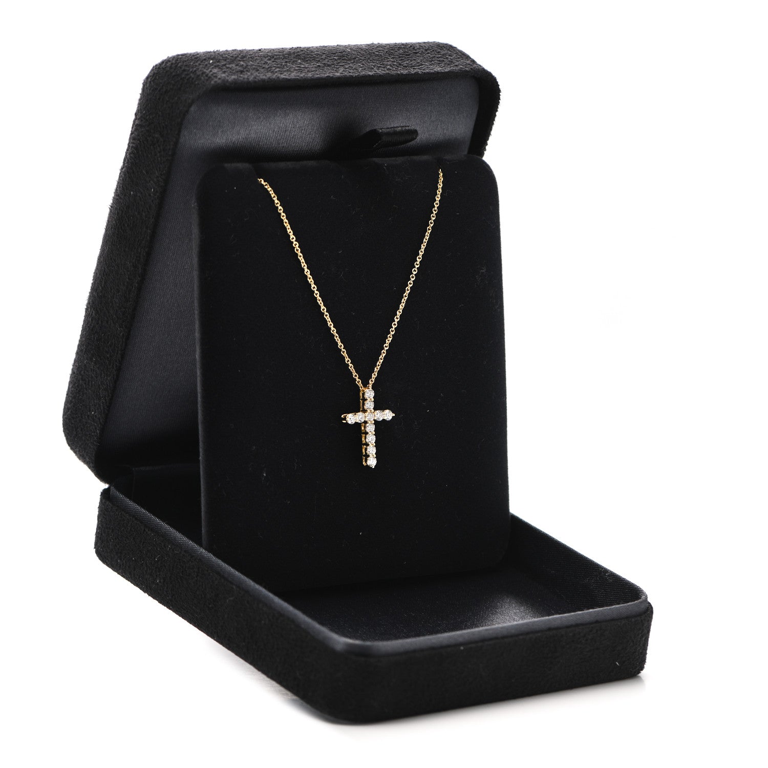 Tiffany 18K Yellow Gold Diamond Small Cross Pendant Necklace 7 of 7