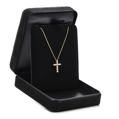 Tiffany 18K Yellow Gold Diamond Small Cross Pendant Necklace 7 of 7