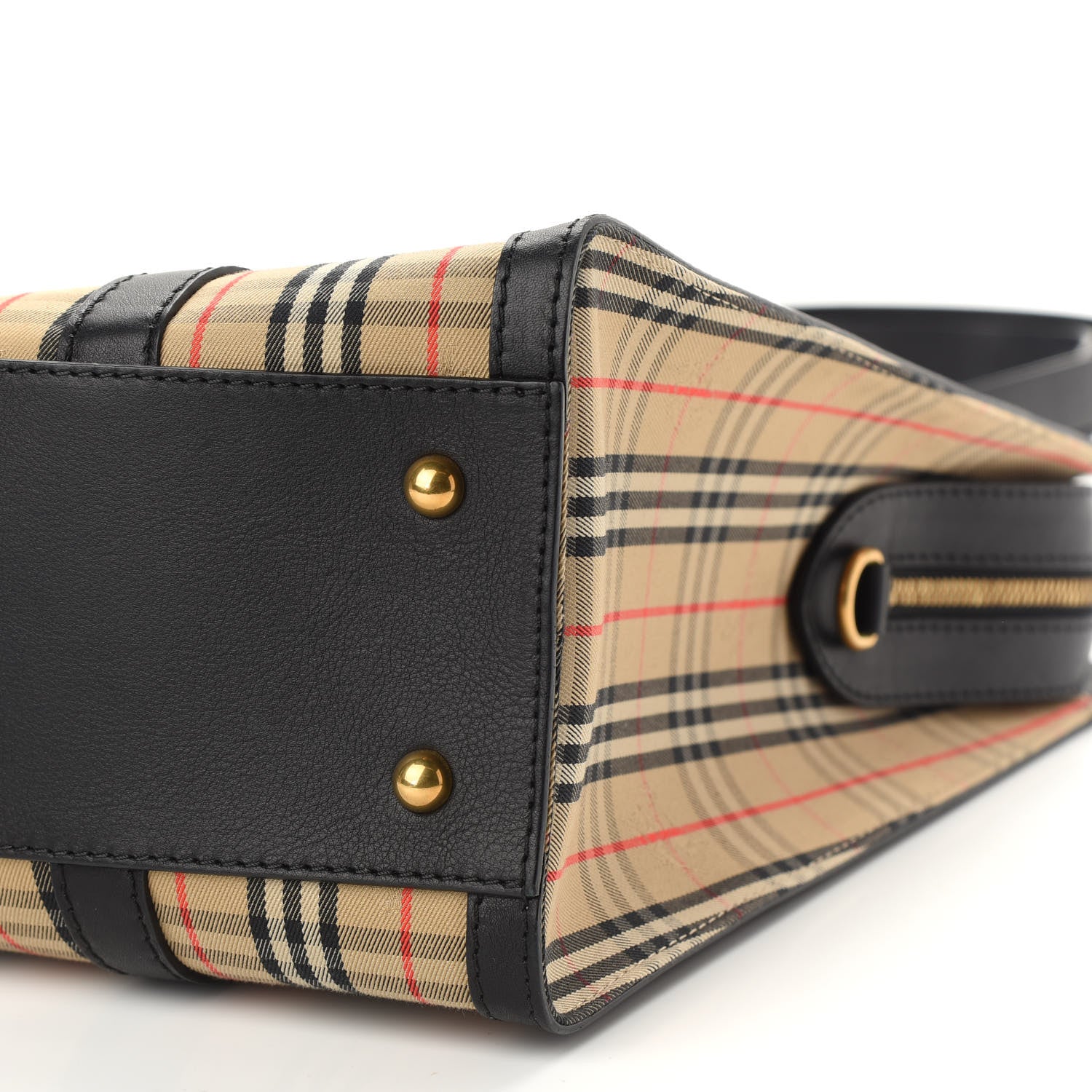 Burberry Calfskin 1983 Knight Check Link Medium Zip Tote Black 8 of 9