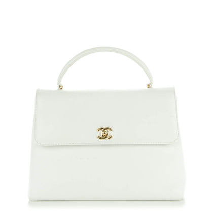 Chanel Caviar Jumbo Kelly Flap Bag White 1 of 8
