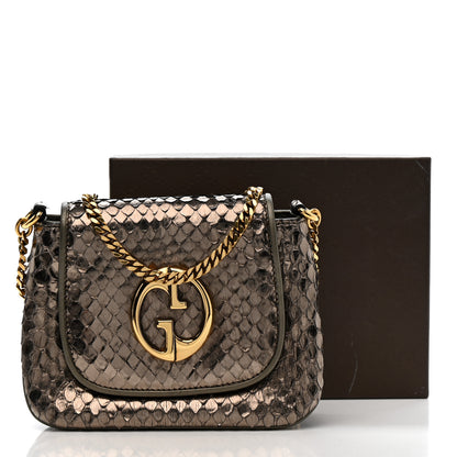 Gucci Snakeskin Small 1973 Chain Shoulder Bag Gunmetal 13 of 13