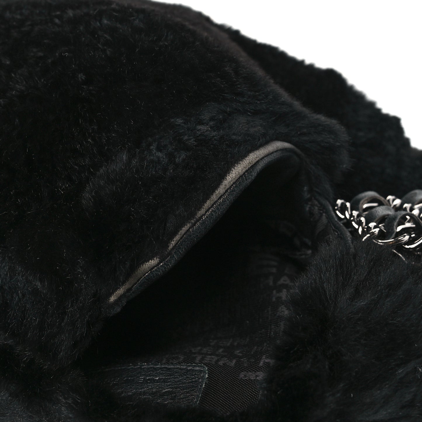 Orylag Rabbit Fur Triple Chain Single Flap Black