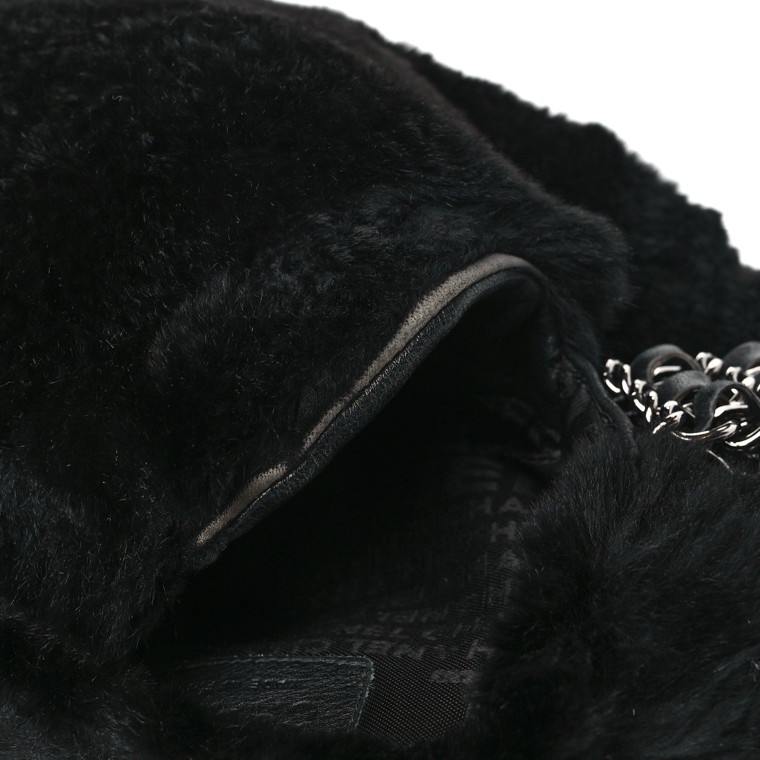 Chanel Orylag Rabbit Fur Triple Chain Single Flap Black 11 of 11