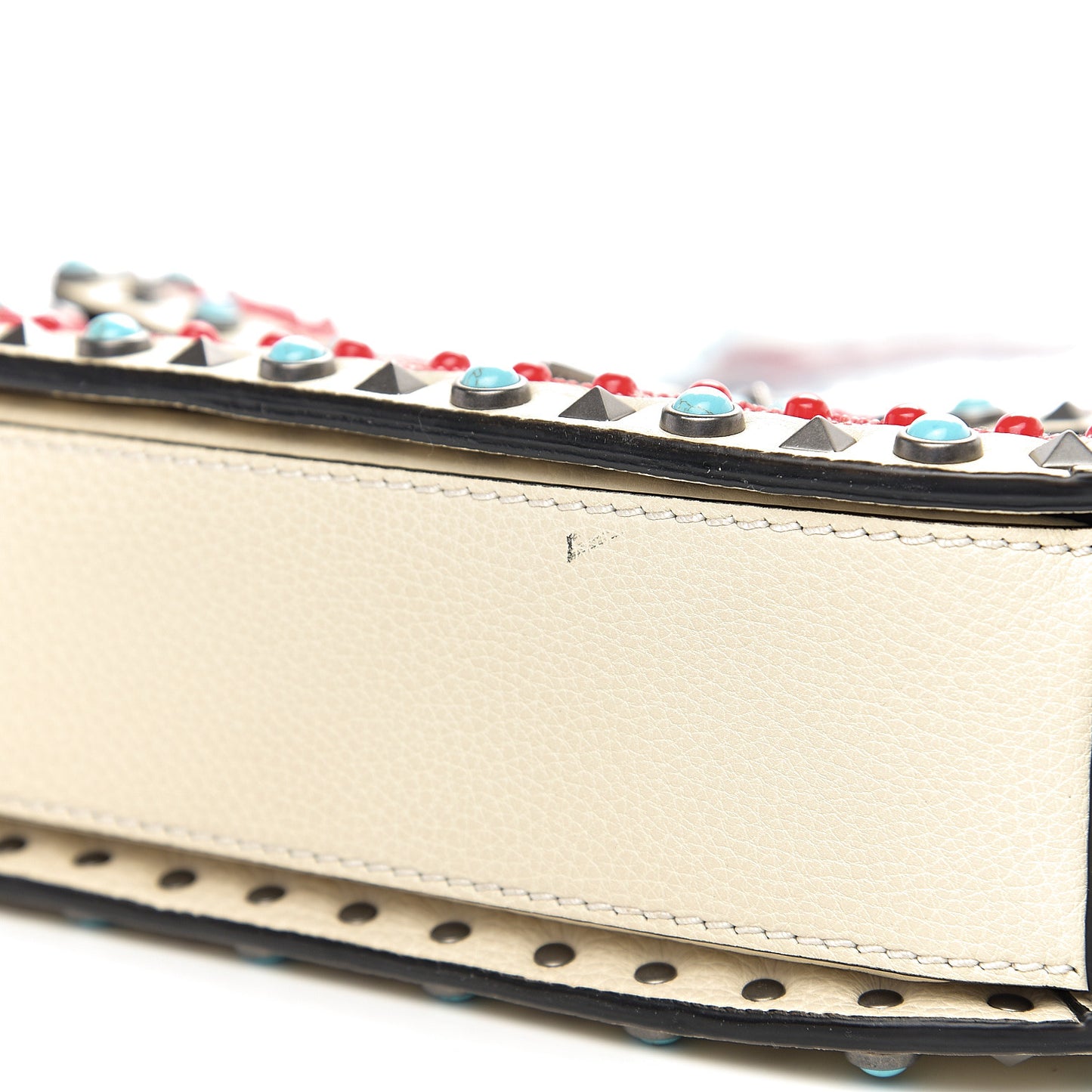 Calfskin Embroidered Medium Guitar Strap Rockstud Rolling Flap Saddle Bag
