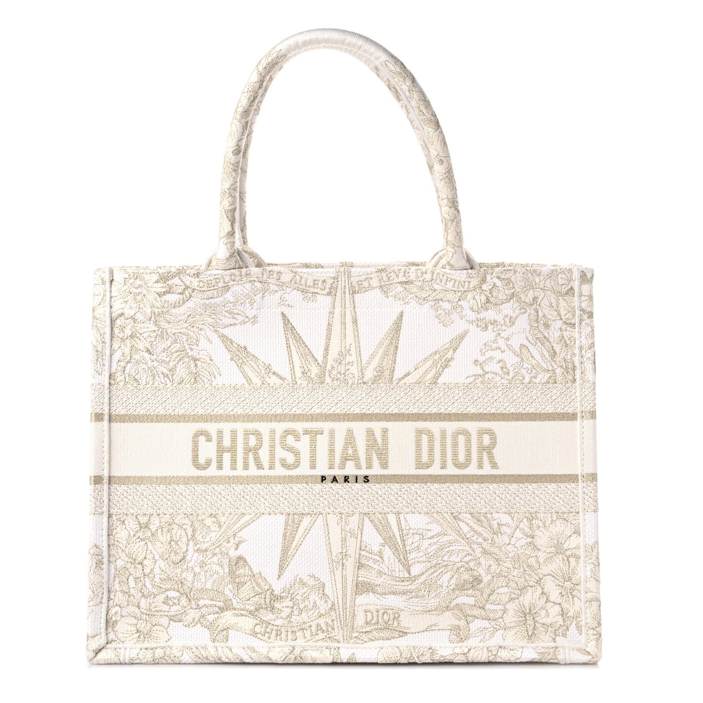 Canvas Embroidered Medium Rêve d'Infini Book Tote Gold