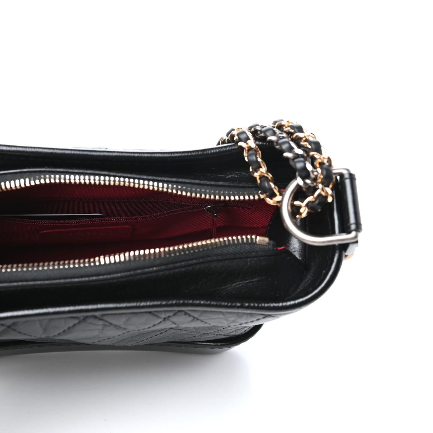 Aged Calfskin Quilted Small Gabrielle Hobo Black
